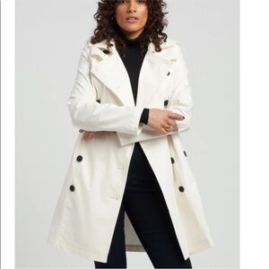 Universal Standard Derjon Trench Coat White Small (14/16)Classic Double Breasted